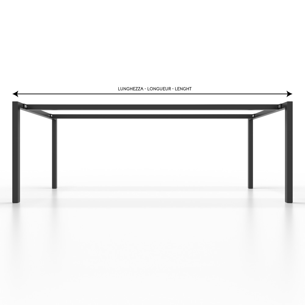 Gambe slim in ferro con due barre, eleganza sottile e stabilità garantita