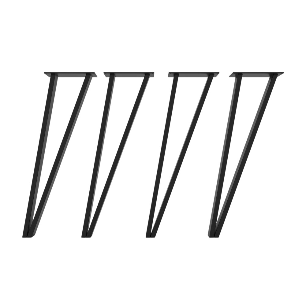 Kit 4 gambe per tavolo a V in ferro grezzo, look artigianale autentico