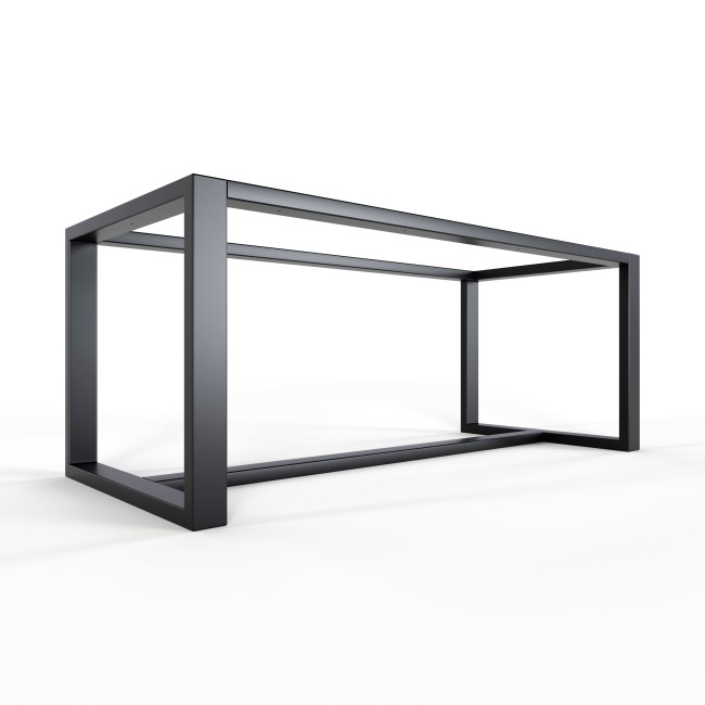 Iron table legs with triple center bar, ideal for marble, HPL, and stoneware tops