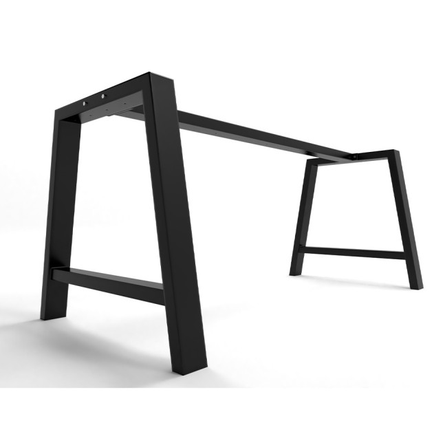 A-shaped iron table legs with center bar, minimal and stable design