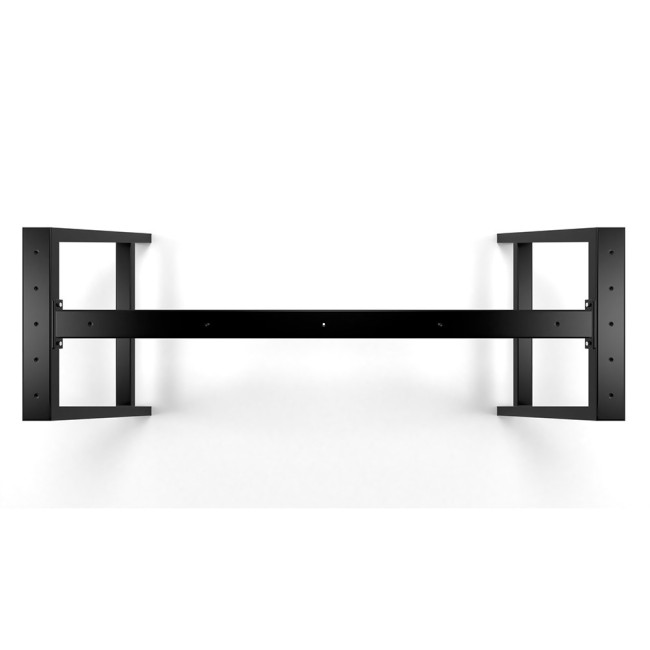 A-shaped iron table legs with center bar, minimal and stable design