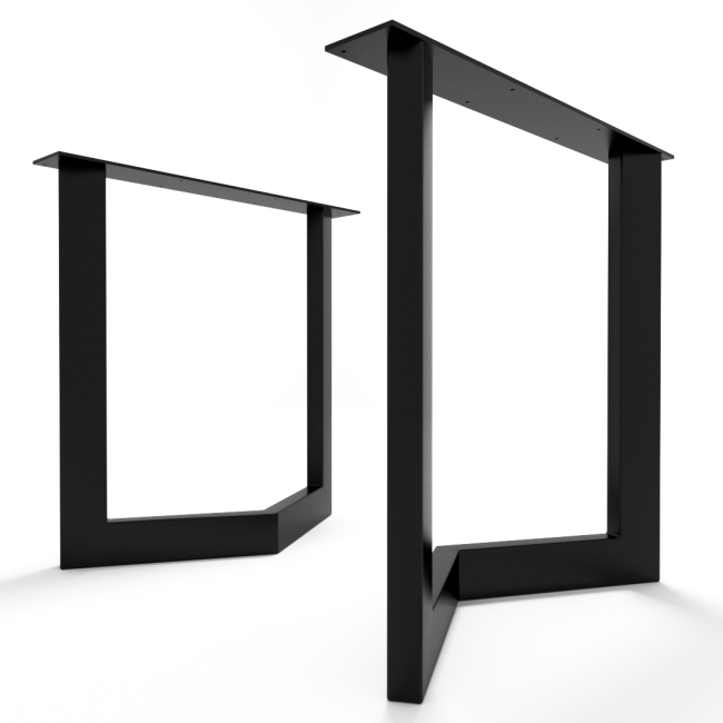 Gambe per tavolo a V in metallo grigio, equilibrio tra stabilità e comfort visivo