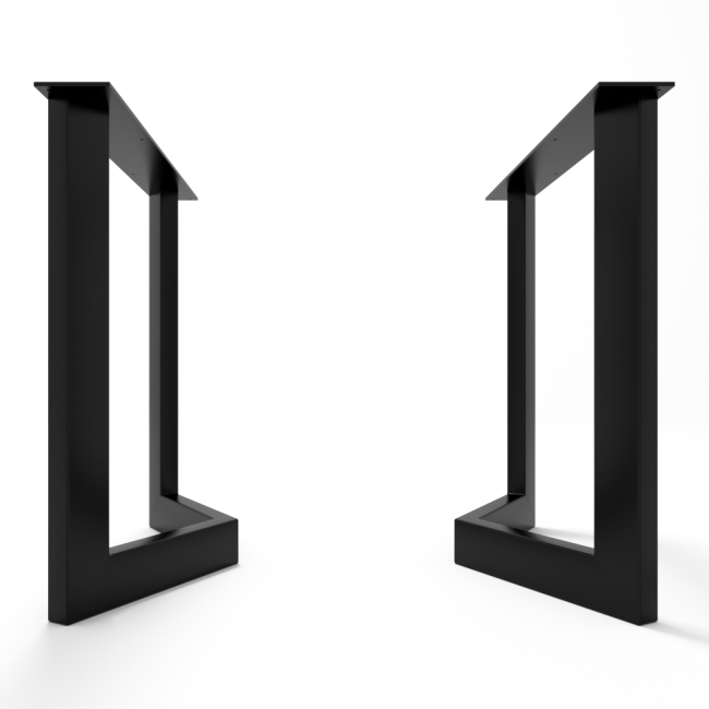 Base a V per tavolo in metallo nero opaco, comfort e solidità in un unico pezzo