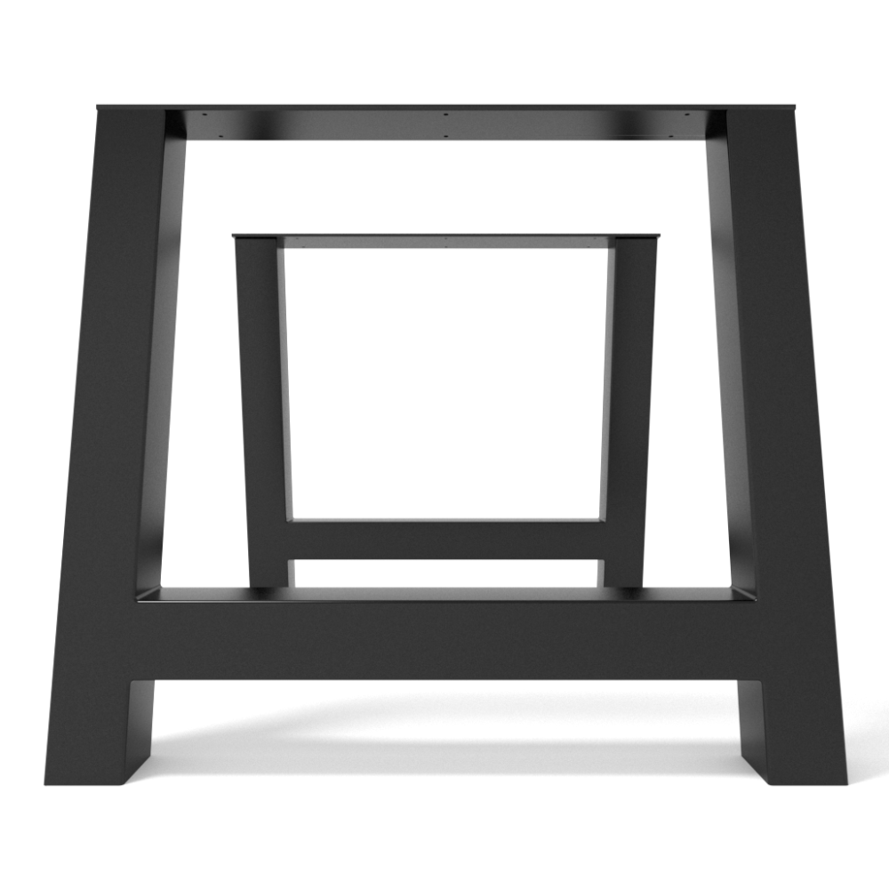H-shaped black metal table legs, solid and bold industrial style