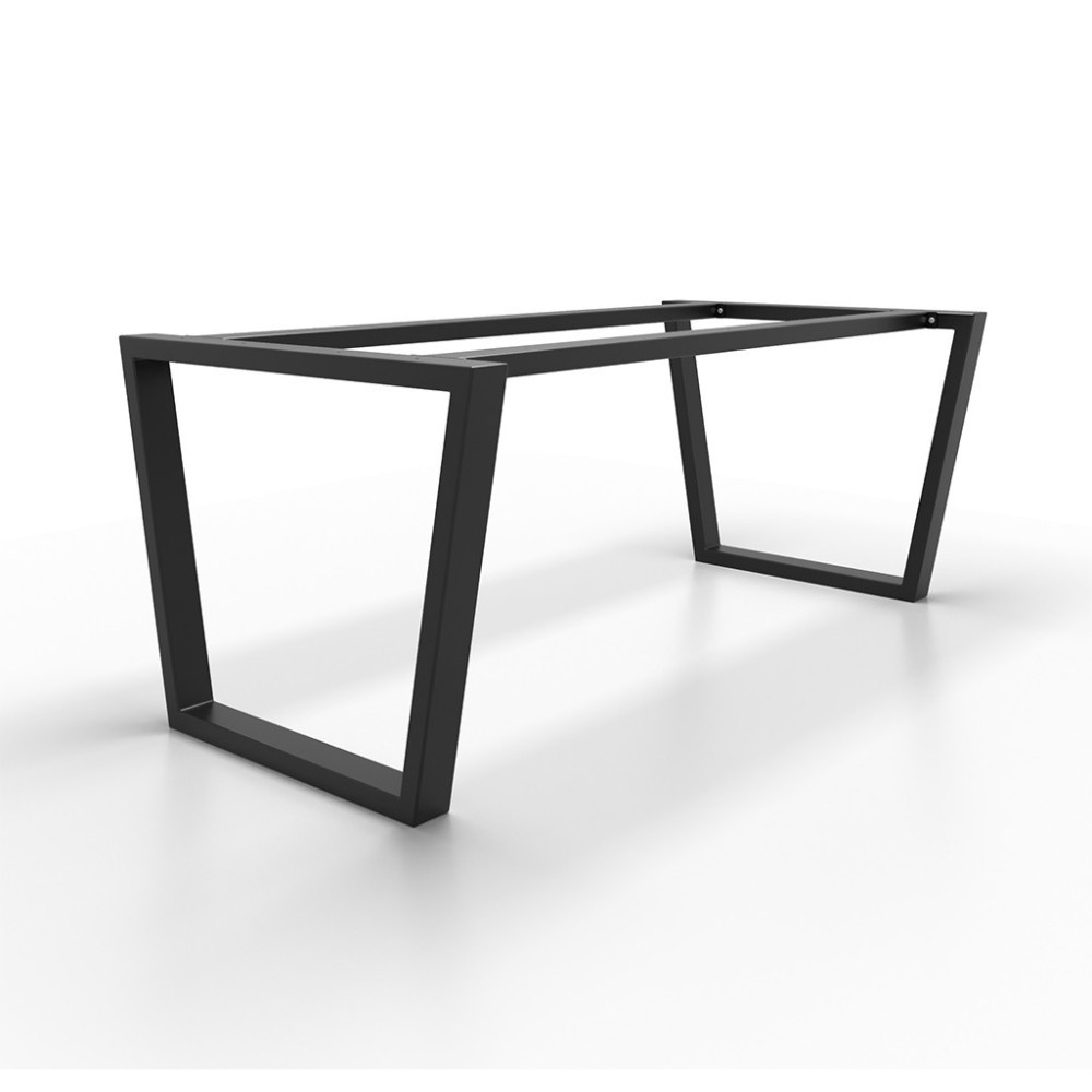 Trapezoid metal table legs with double center bar, industrial style