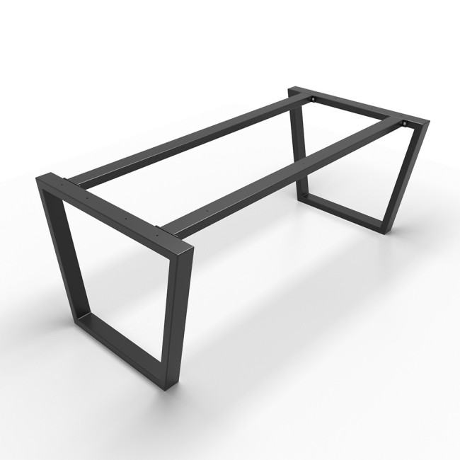 Pieds de table trapèze en métal noir, double barre, élégance et stabilité