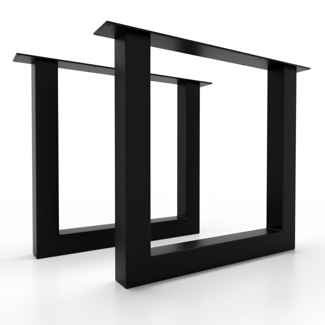 Tisch mit robusten schwarzen Eisenbeinen, perfekt für Industrial-Chic-Umgebungen