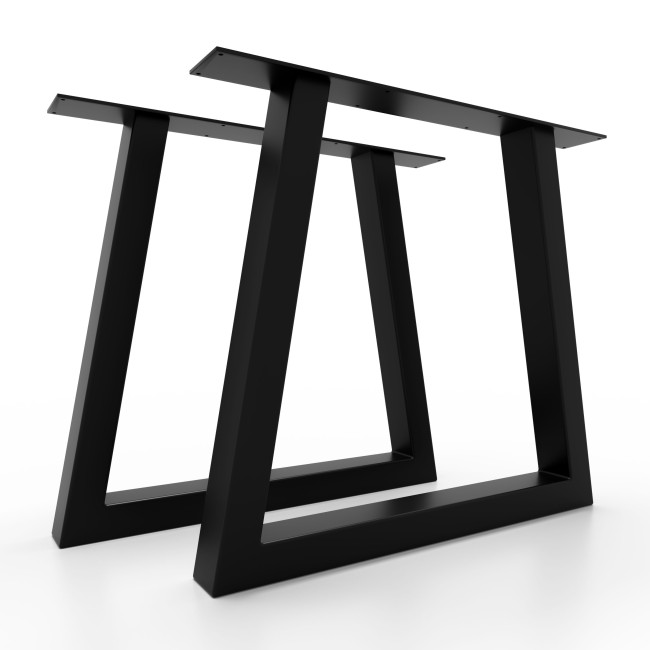 Trapezoid table base in steel, strong and ideal for heavy tops.