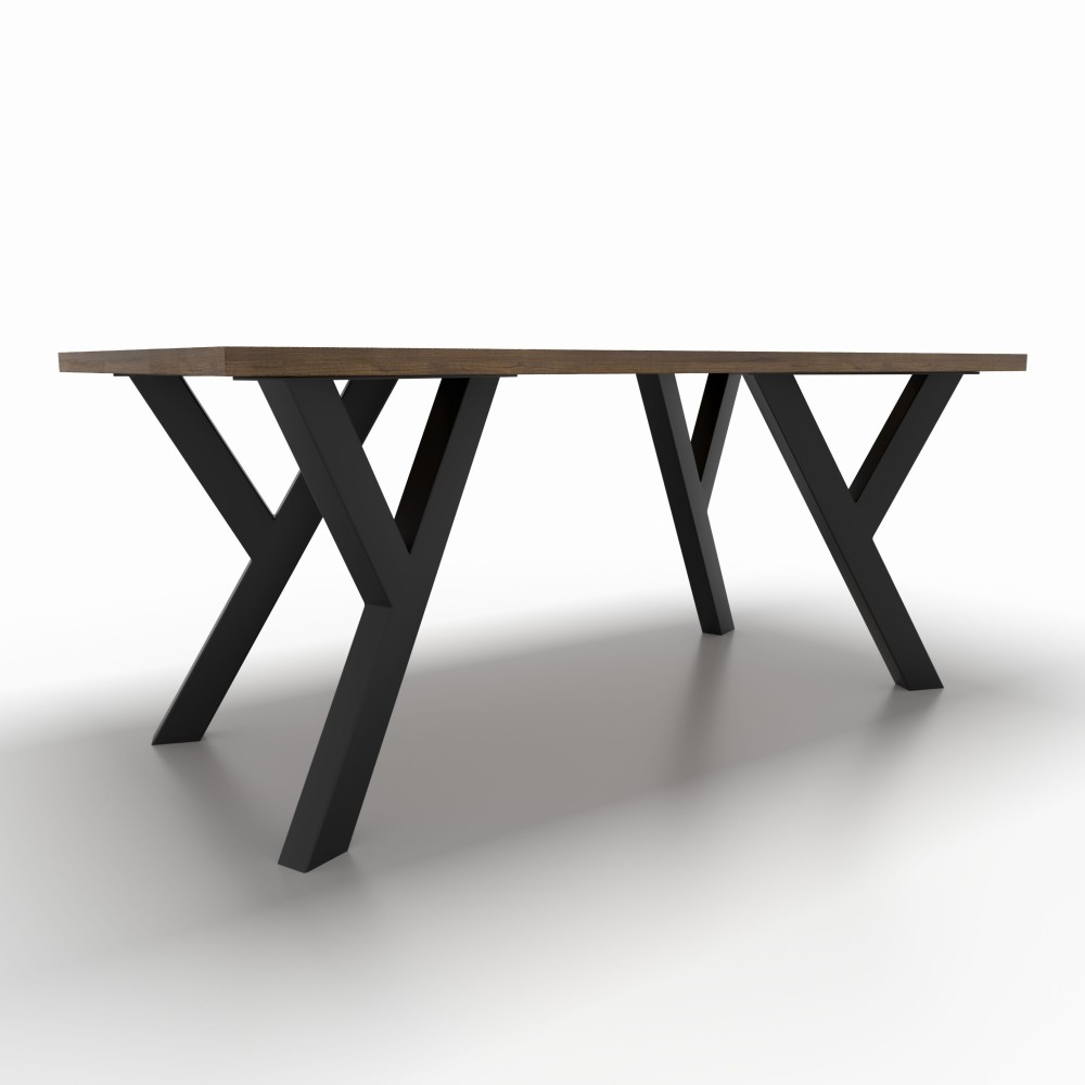 Y-shaped gray metal table feet, perfect for contemporary furnishings