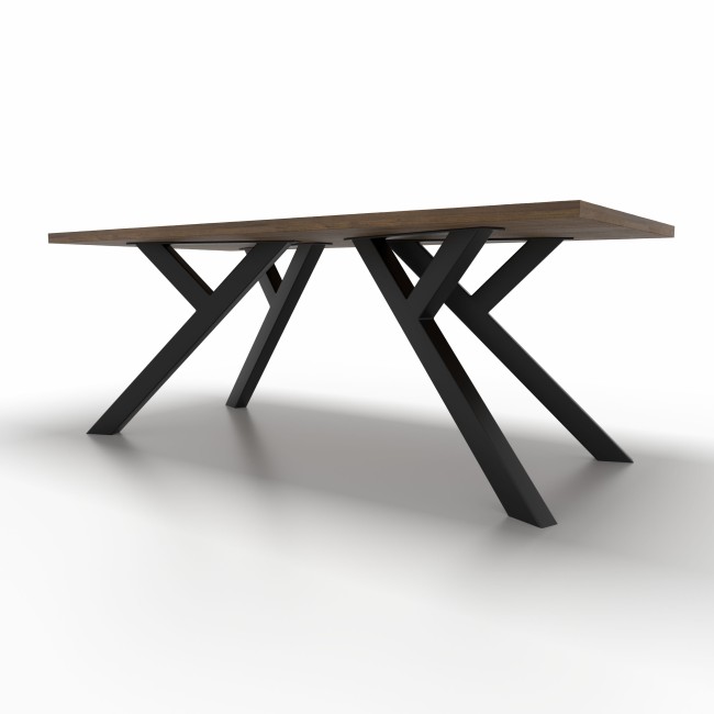 Black Y-shaped iron table legs, refined design and strong visual impact