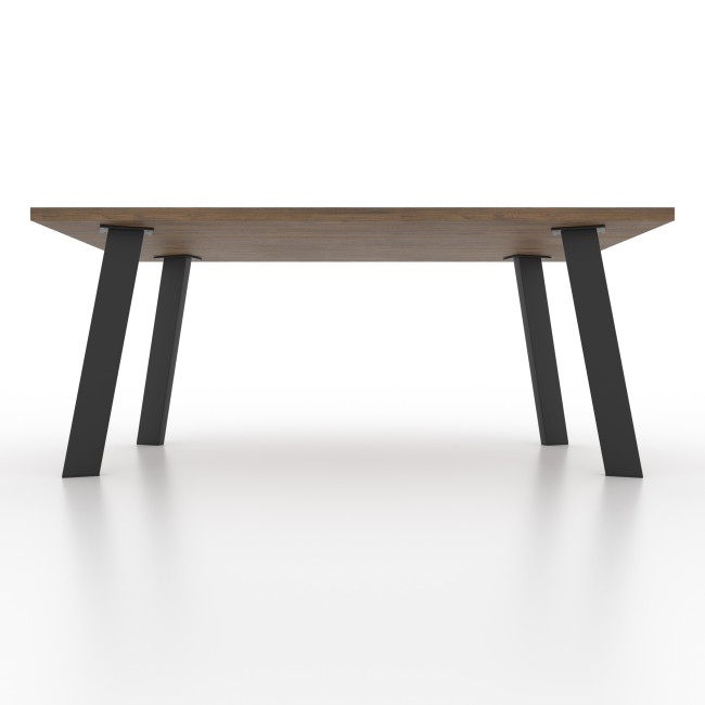 Slightly inclined iron desk legs, minimal and stable design