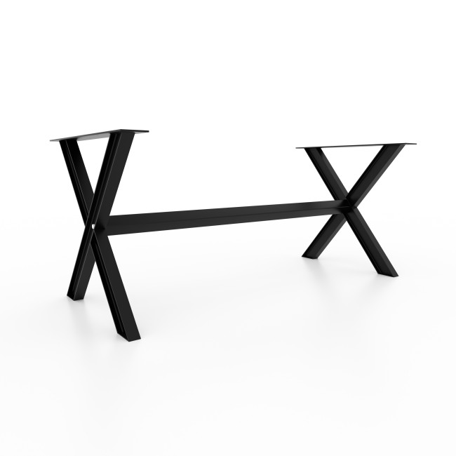 X-shaped iron desk legs with bar, sturdy and perfect for wood tops