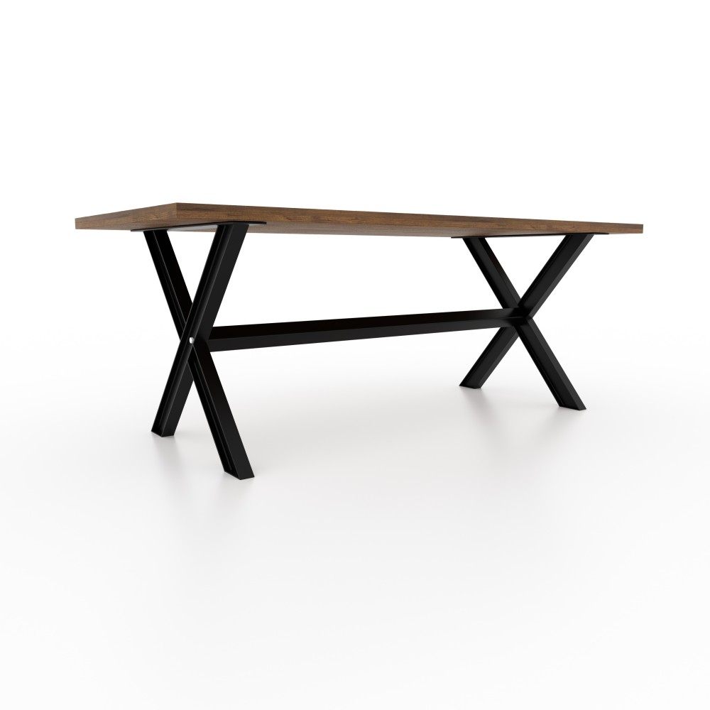 Gambe per scrivania in ferro a X con barra, robuste e perfette per piani in legno