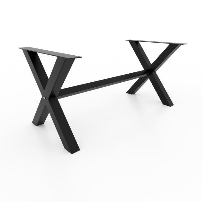 Pieds de table en fer en X avec barre, style industriel et robustesse garantie