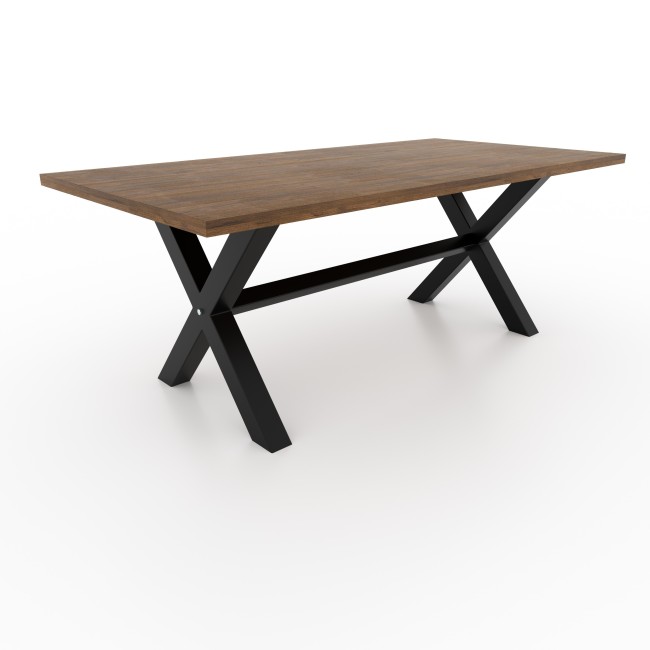 Pieds de table en fer en X avec barre, style industriel et robustesse garantie